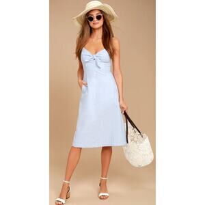Lulus x LUSH Ain't No Other Light Blue Chambray Midi Dress new with tags Size S